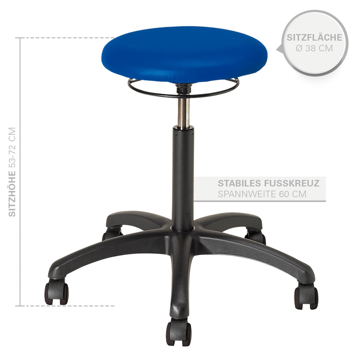 Drehhocker (Standard) - mit Polster und Rollen