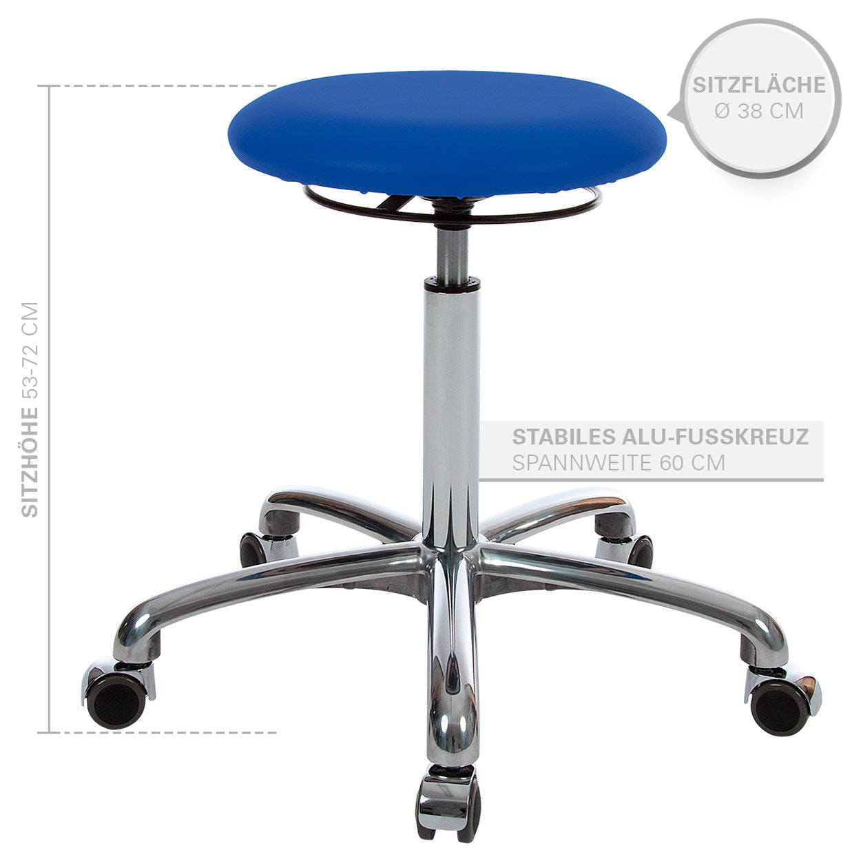 Drehhocker - gepolstert mit Rollen