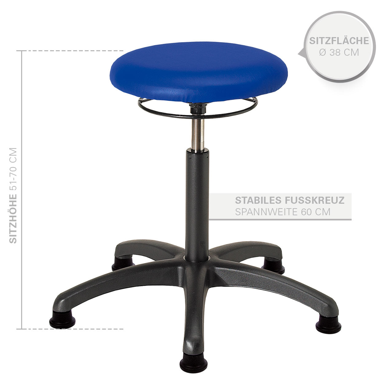 Drehhocker (Standard) - mit Polster und Gleitern